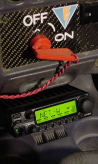 ham radio rig in rally car